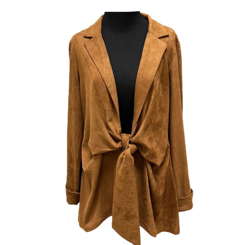 Neiman Marcus Faux-Suede Wrap Jacket
